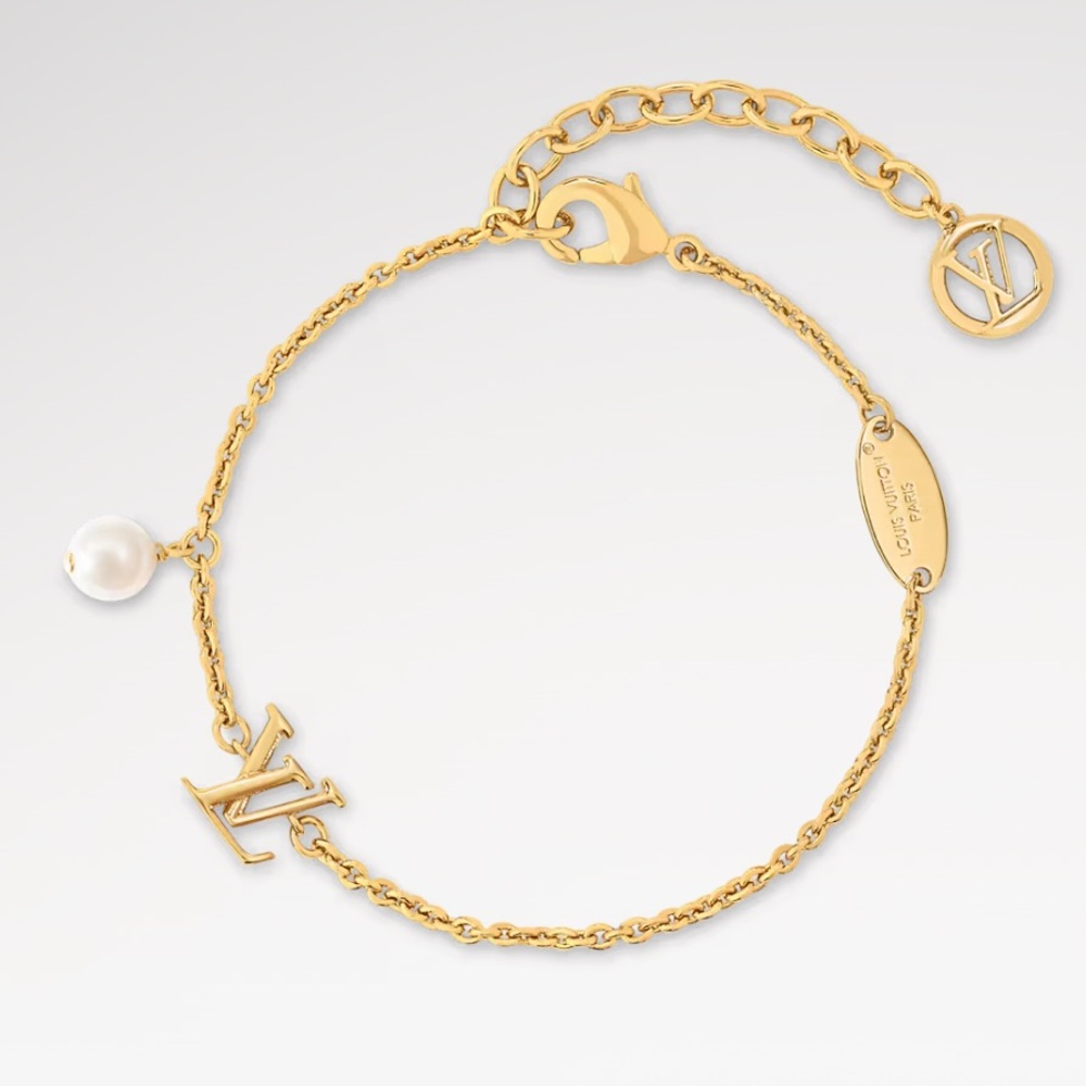 Louis Vuitton Gold Bracelet with Pearl Charm